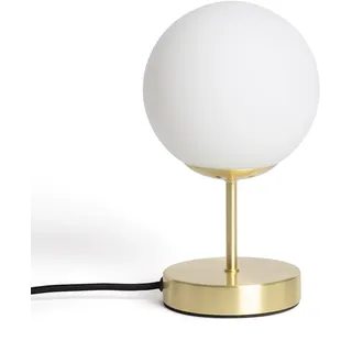 LEDKIA Tischlampe aus Matell und Glas Moonlight Gold | Vintage Design | Aluminium & Glas | E14 Fassung | Art Deco Stil | Verstellbares Licht | Für Wohn- & Geschäftsbereiche