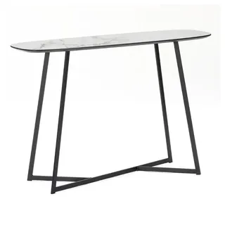 LebensWohnArt Konsolentisch Design Konsolentisch TURIN 120cm weiss Marmor-Optik Metallgestell