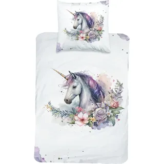 MTOnlinehandel Magische Tierwelt Blumen Lila 135 x 200 cm + 80 x 80 cm