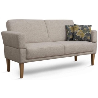 Cavadore 3-Sitzer Sofa Femarn mit Federkern / Küchensofa für Esszimmer oder Küche / 190 x 98 x 81 / Strukturstoff Natur (Beige/Weiß)