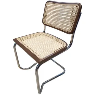 Livetastic Schwingstuhl Wiener Geflecht / Massivholzrahmen Farbe: Nussbaum, Natur, Chrom, Beige, Holz, Metall, Binse, massiv, Rundrohr, 47x80x50 cm, Esszimmer, Stühle, Esszimmerstühle, Schwingstühle