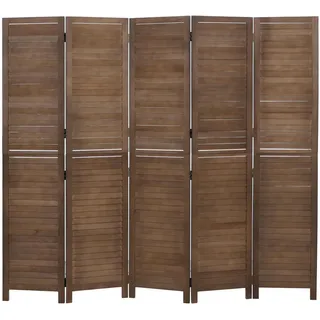 MCW Paravent MCW-C30b, Raumteiler Trennwand Sichtschutz, Vintage Paulownia Holz 180x200cm ~ braun
