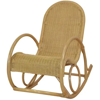 Mid.you Schaukelstuhl, Beige, Holz, Rattan, massiv, Uni, 60x100x116 cm, Schaukelfunktion, Holzmöbel, Sitzgelegenheiten Holz, Holzstühle