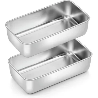 LuxusKollektion Brotbackform Brotbackform Kastenform 2er Set Edelstahl 23,5x12,6x6cm für Kuchen silberfarben