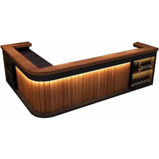 【Hutaohei ZJ60-160cm】Maßanfertigung Bartisch Bar-Tresen Eckbartresen Gastronomie-Theke Restaurant-Bar Empfangstresen Braun