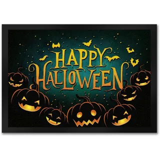 trendaffe - Happy Halloween Fußmatte mit Kürbis Motiv Fledermaus gruselig Spuk Gespenst