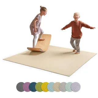 Ehrenkind Spielmatte Krabbelmatte Rutschfest, Made in Germany (Krabbeldecke für Baby, Hochwertige Krabbelmatte Baby), Spielmatte Baby, Rutschfeste Spielunterlage beige 160 cm x 160 cm