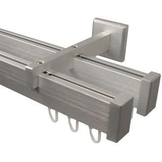 Innenlauf Gardinenstange 2 – läufig aus Aluminium im Eckdesign, alufarbig 180 cm