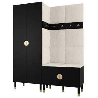 ABIKS MÖBEL Kompaktgarderobe PALERMO Set 2 Garderobe mit gepolsterten Paneelen, Industriell Design schwarz