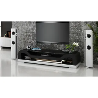 JVmoebel Sideboard Designer Fernsehtisch aus Leder und Glas in Hellbeige und Dunkelbraun, Made in Europa schwarz