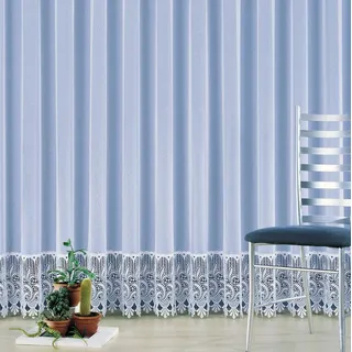 heimtexland Gardine Stores Vorhang Makramee Sockel Borte weiß Typ516, Kräuselband (1 St), transparent, Webware, Universal Kräuselband I weiß I Fensterdeko I halbtransparent weiß 450 cm x 225 cm