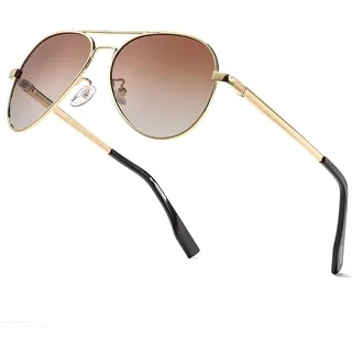 LOJUDI Pilotenbrille Polarisiert Sonnenbrille für Herren Damen Fliegerbrille Piloten Retro mit UV400 Schutz - Mittelgroß/Groß