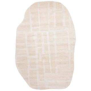 Designteppich Wollteppich Sonderform Japandi, Handwebteppich Wolle, Mazovia, 160 x 230 cm weiß 160 x 230 cm