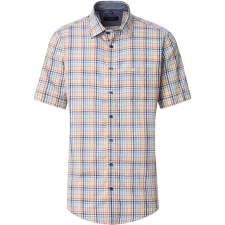 Kurzarmhemd CASAMODA "CASAMODA Freizeithemd Kurzarm Print", Herren, Gr. L, Normalgrößen, orange (450 orange), 100% Baumwolle, bedruckt, lässig geschnitten, Hemden