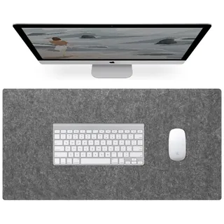 Filz-Schreibtischunterlage, groß, für Büro, Zuhause, rutschfeste Schreibtischunterlage, schützende Schreibtischunterlage, große Laptop-Matte, erweitertes Mauspad, Tastaturunterlage (Dunkelgrau, 100 x