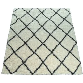 Hochflor-Teppich »Maghreb 075«, rechteckig, Rauten Muster, Scandi Design, weich und flauschig, 39693805-0 creme 54 mm