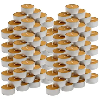Bütic GmbH Bienenwachs Teelichter Ø 38mm in Aluhülle - Naturreine Bienenwachskerzen aus 100% reinem Bienenwachs mit dem typischen Bienenwachsduft, Größe:100er Set