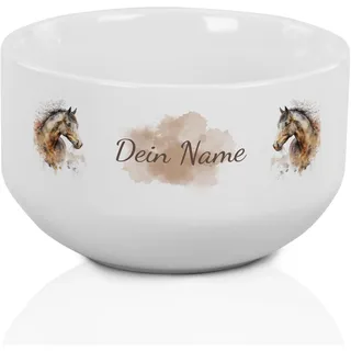 GRAZDesign Müslischale Pferd personalisiert Kinder & Erwachsene, Schüssel für Frühstück, Müsli, Suppe, Kindergeschirr mit Namen, Keramik