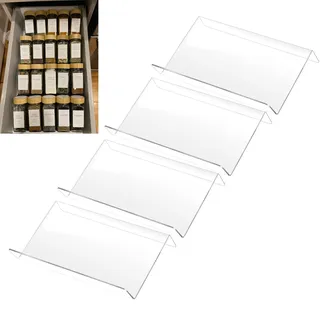 COXWANG Acryl-Gewürzregal, Acryl-Gewürz-Organizer, Küchen-Gewürzregal für Schublade/Arbeitsplatte, 4 Etagen, organisieren und präsentieren Sie Ihre Gewürze und Gewürze (Gläser nicht im Lieferumfang