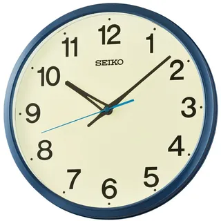 Seiko Wanduhr (Quarzuhr, Büro, Arbeitszimmer, Küche, Esszimmer, Wohnzimmer) blau