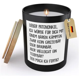 22Feels Duftkerze Deko Patenonkel Geschenk Pate Taufpate Geburststag Weihnachten Männer, MADE IN GERMANY, Europäisches Sojawachs, Handgegossen schwarz
