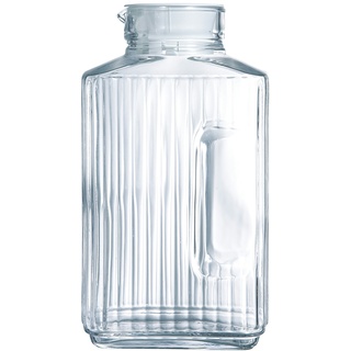 Luminarc ARC 46538 Quadro Kühlschrankkrug mit weißem Kunststoffdeckel, 2 Liter, Glas, transparent, 1 Stück