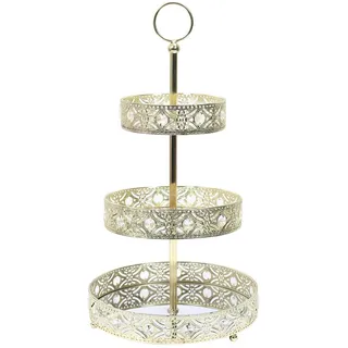 HOME DECO FACTORY Deko-Etagere Goldmetall 3 Etagen Präsentation Gold | Metall, dekorative Etagere, 3 Etagen, Ziermotive, Präsentation von Objekten, Empfänge oder Deko, Gold