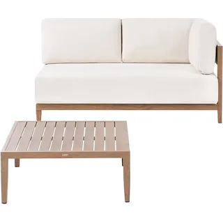 Beliani Sampieri Gartensofa mit Tisch 2-Sitzer braun/beige