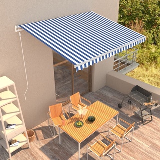 Leap Automatisch Einziehbare Markise 400×300 cm Blau und Weiß Heim & Garten Rasen & Garten Garten & Balkon Markisen Farbe Blau und weiß Größe ...
