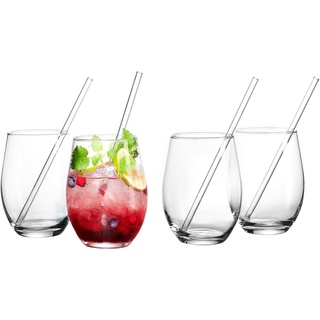 Ritzenhoff & Breker Longdrinkglas Gin, Glas, 8-teilig, inkl. Glas-Trinkhalme, 590 ml weiß
