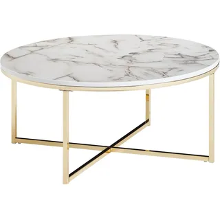 FineBuy Couchtisch FB24017 Marmor weiß 80 x 36 x 80 cm