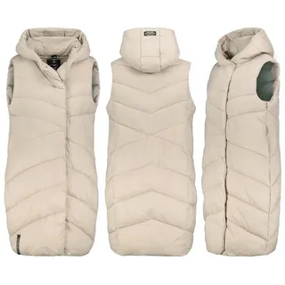 SUBLEVEL Steppweste Lange Stepp weste Kapuze Übergangs Herbst Winter Windbreaker Long beige XL 42