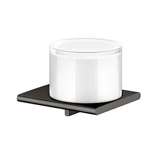 Keuco Edition 400 Seifenspender 11552359000 mit mattiertem Stülpglas, Titanschwarz gebürstet/weiß