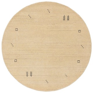 Wollteppich Jamal, benuta, rund, Höhe: 6 mm, Kunstfaser, Berber, Ethno-Style, Wohnzimmer weiß Ø 200 cm x 200 cm x 200 cm x 6 mm