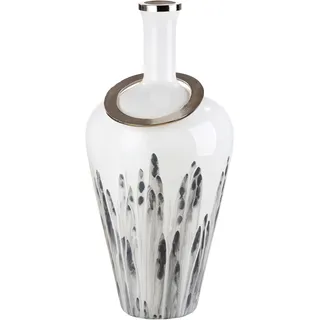 Bodenvase GILDE "Statuario" Vasen Gr. B/H/T: 35,00 cm x 67,00 cm x 35,00 cm Ø 35,00 cm, grau (grau, weiß) Blumenvasen durchgefärbtes Glas, mit Metallring