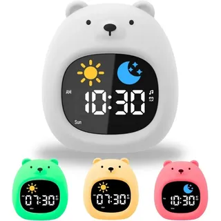 home trends Kinderwecker Kinderwecker digital mit Nachtlicht & Schlaftrainer Lichtwecker für Kinder mit Touch, Weißem Rauschen & Sound