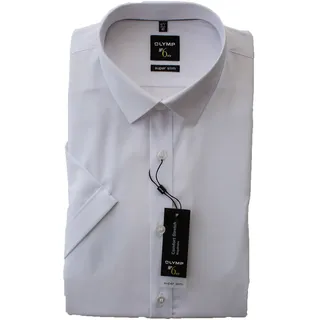 OLYMP Hemd Herren, Halbarm, Weiß, No. 6 Six Super Slim, Bügelleicht, Comfort Stretch, Urban Kent Kragen, Kurzarm 1/2 - 42 Kurz