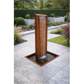 ESTEXO Gartenbrunnen Zierbrunnen Lamellen Wasserlauf Cortenstahl Springbrunnen Rost