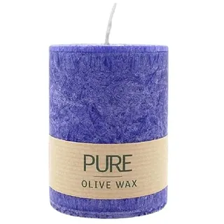 luterna 100% PURE, OLIVE WAX, vegane Stumpenkerze, Nachtblau, WENZEL, 90/70 mm, Brenndauer ca. 40h