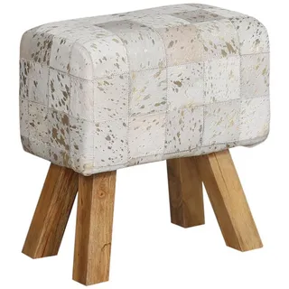 Marrakesch Orient & Mediterran Interior Pouf Hocker Adelphia 45 cm, Leder Patchwork Sitzhocker mit Massivholzbeinen (1-St), Handarbeit grau