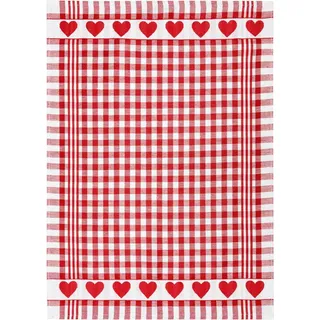 Geschirrtuch Herzen 50 x 70 cm Mischgewebe Rot