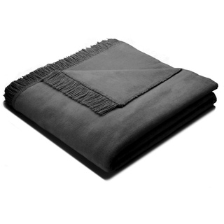 Biederlack Wohndecke »Unicolour Franse«, in vielen Farben, Kuscheldecke, 72505756-0 anthrazit B/L: 150 cm x 200 cm