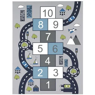 TT Home, Spielteppich + Spielmatte, Kinderzimmerteppich Teppich Junge Mädchen Kinderteppich Baby Rutschfest Strasse (200 x 100 cm)