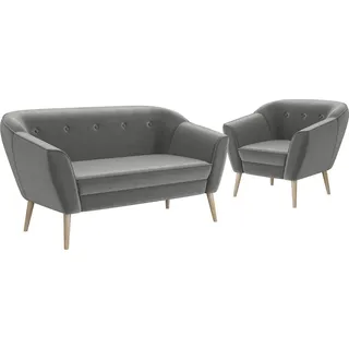 MEBLINI Mini Sofa Set 2-1 für Wohnzimmer - Mini Lounge für drei Personen - Küchensofa - Sofa Klein - Sitzgarnitur - Polstergarnitur - Sofagarnit... - Grau