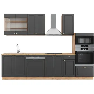 Vicco Küchenzeile Fame-Line 300 cm Eiche Anthrazit Gold