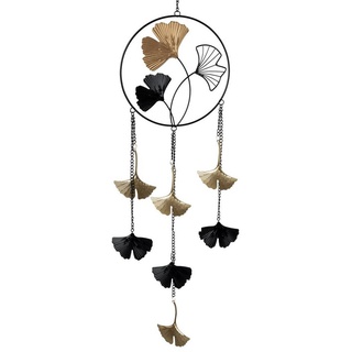 Formano Deko Fensterhänger Girlande Ginko 60 cm Metall Mobile Fenster Dekoration Schwarzgold Ginkgo Blatt Motiv | Geschenkidee Hängedeko Wohnaccessoire