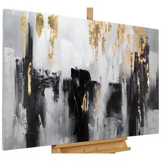 KUNSTLOFT Gemälde Shooting Upwards 120x80 cm, Leinwandbild 100% HANDGEMALT Wandbild Wohnzimmer schwarz|weiß