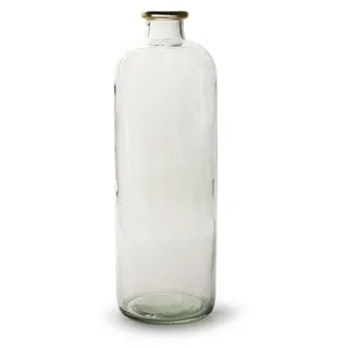 Jodeco Blumenvase Jardin mit Goldrand - klares transparentes Glas - 11 x 33 cm - Flaschenvase