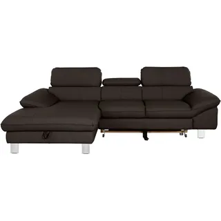 Cotta Ecksofa "Driver L-Form, B: 268 cm", braun, B:268cm H:73cm T:169cm, LEDER BEEFY (ein abgedecktes Spalt-Rindsleder) im Sitz und Rücken (Korpus in Kunstleder);Luxus-Kunstleder;Kunstleder SOFTLUX;Leder Pampas (echtes Rindsleder), Rückseite mit schwarzem 