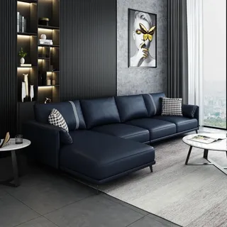 Hochwertige Eckcouch Wohnlandschaft Ecksofa L-Form Leder Couch Garnitur Sofa Neu - Schwarz